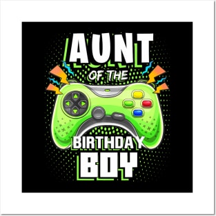 Aunt Of The Birthday Boy Matching Video Gamer Birthday Party Posters and Art